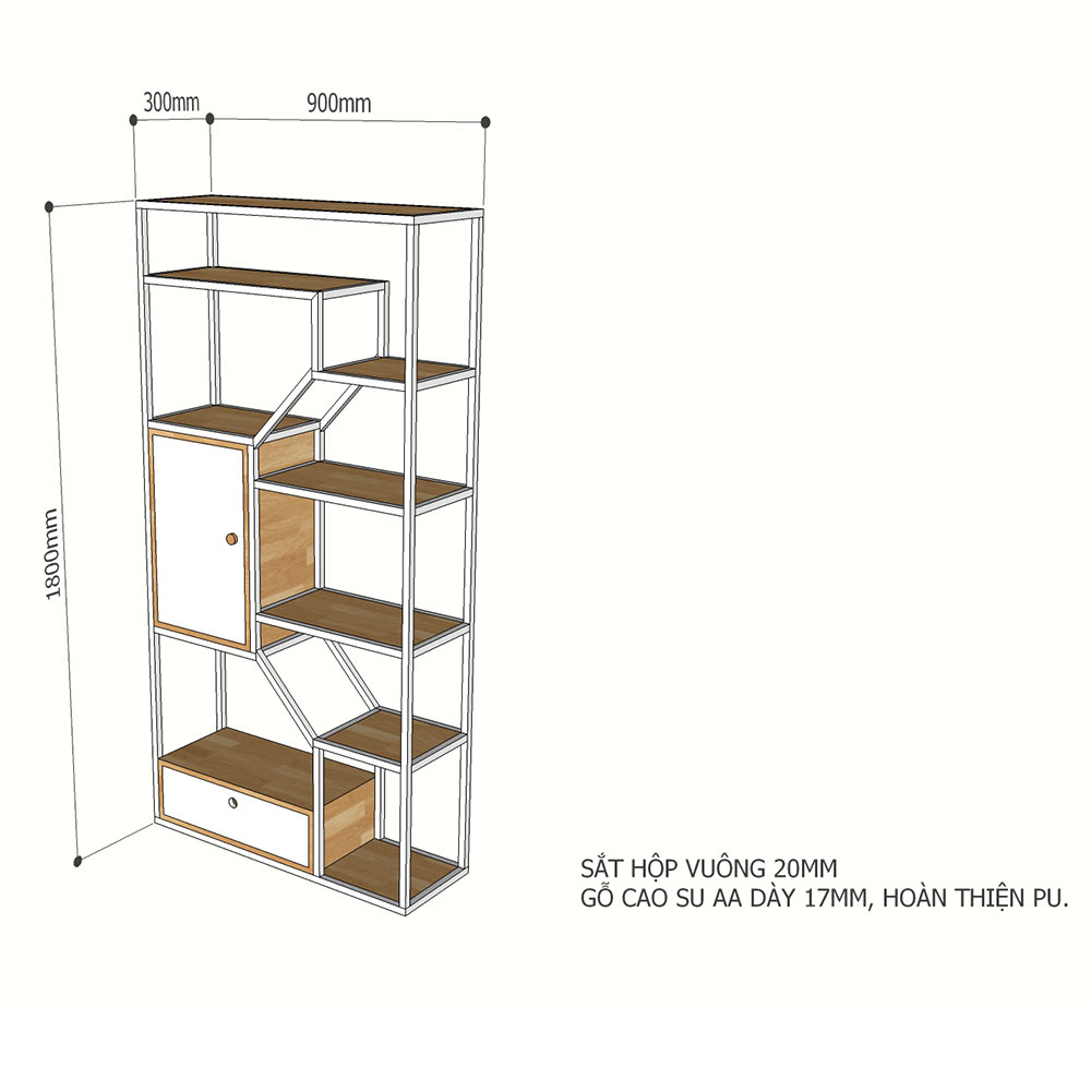 Hệ kệ trưng bày gỗ cao su khung sắt sơn tĩnh điện 180x30x180cm ...