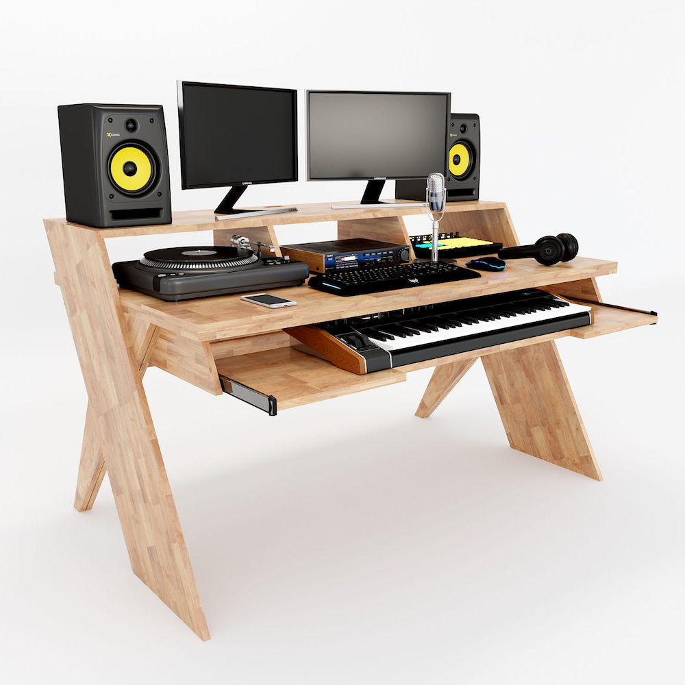 Bàn phòng thu StudioDesk gỗ cao su chân X ( 156x90x91cm) HDSD68006