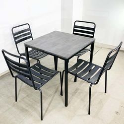 Bộ bàn Cafe mặt gỗ cao su và 4 ghế sắt sơn tĩnh điện CBCF040