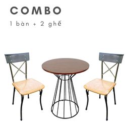Combo Bàn Cafe Tròn 60cm Và 2 Ghế Cafe Kite 03 CBCF098