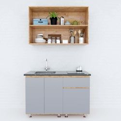 Hệ tủ bếp mini gỗ cao su 1m2 không gian mở HDBTB68008