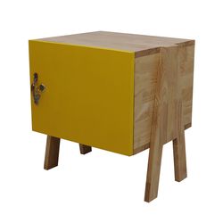 Tủ cá nhân mini 1 cánh cửa màu vàng chân gỗ chữ A xếp chồng độc đáo - 40x40x48 (cm) HDTCN68007