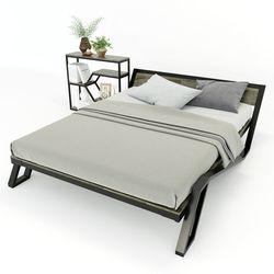 Giường ngủ Belly 160x200cm khung sắt gỗ cao su GN68015