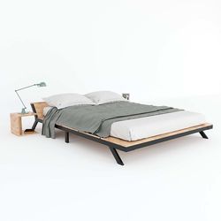 Giường ngủ TARY gỗ cao su khung sắt lắp ráp GN68021