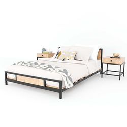 Giường ngủ Ferrro gỗ cao su kết hợp khung sắt lắp ráp GN68023