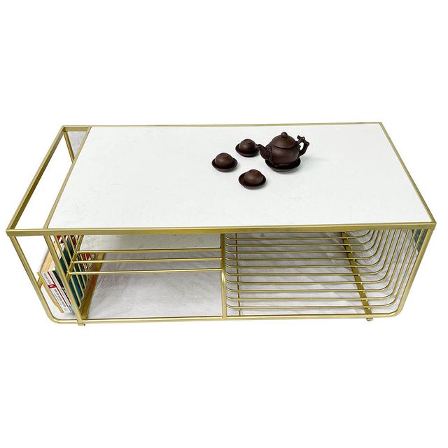 Bàn sofa mặt đá khung sơn màu vàng đồng TT189