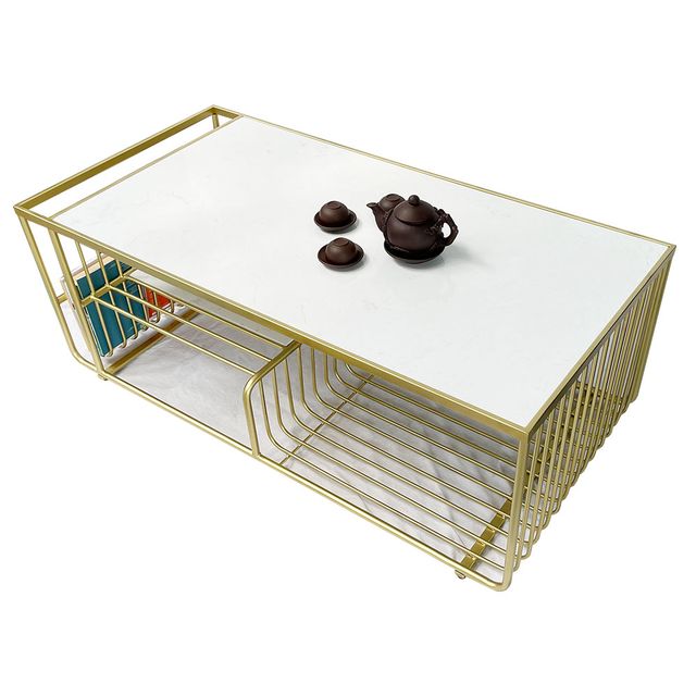 Bàn sofa mặt đá khung sơn màu vàng đồng TT189