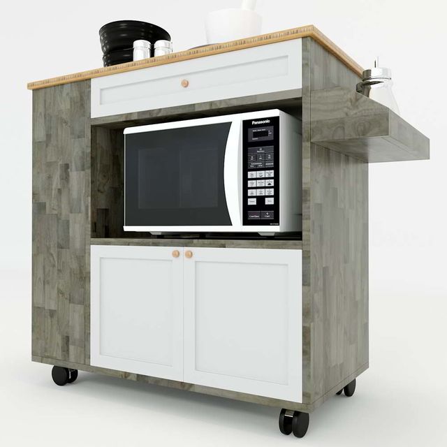 Kệ bếp di động mặt gỗ tre (80x40x80cm) KB68021