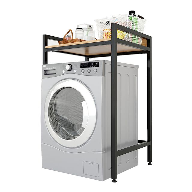 Kệ máy giặt đơn giản gỗ cao su khung sắt lắp ráp 72x60x112cm KMG68015