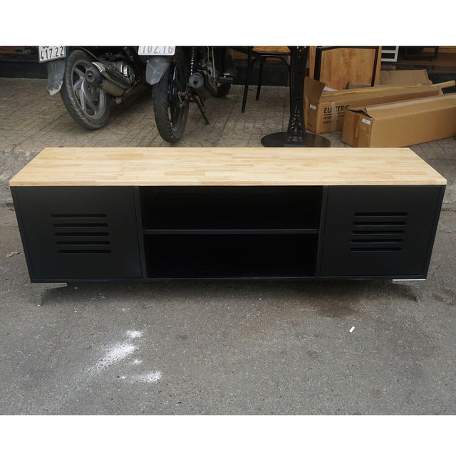 Kệ để TV phòng khách gỗ màu đen 150x40x50cm