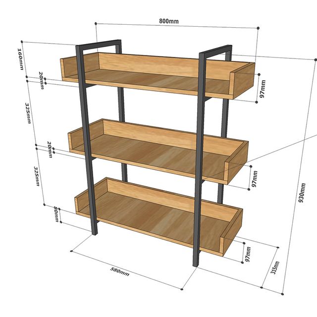 Kệ VERNON 3 tầng gỗ kết hợp khung sắt 80x32x93(cm) HDKS069