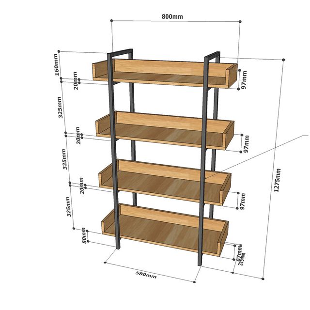 Kệ VERNON 4 tầng gỗ kết hợp khung sắt 80x32x128 (cm) HDKS070