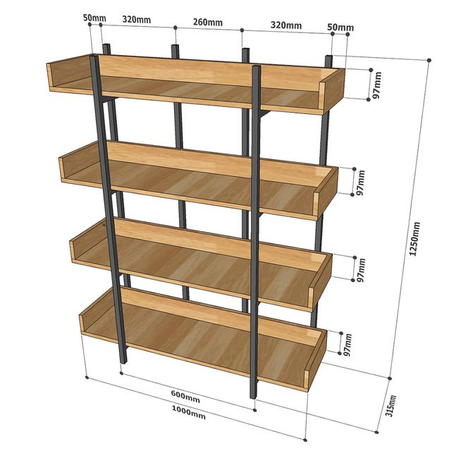 Kệ CARINA 4 tầng gỗ cao su kết hợp khung sắt 100x32x136cm HDKS087
