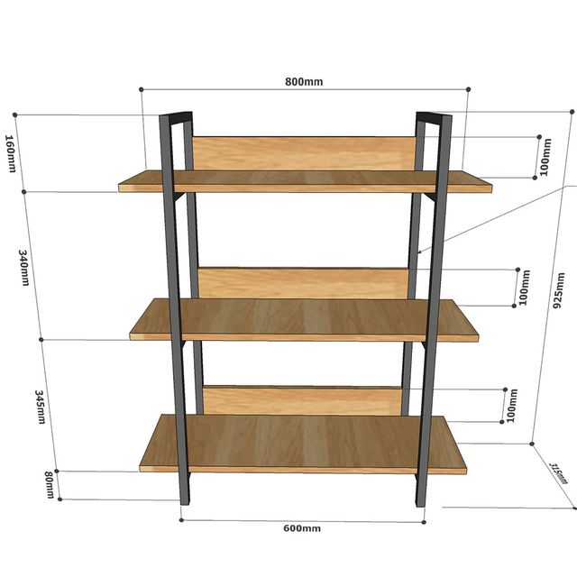 Kệ VASEN 3 tầng gỗ kết hợp khung sắt 80x32x93(cm) HDKS081