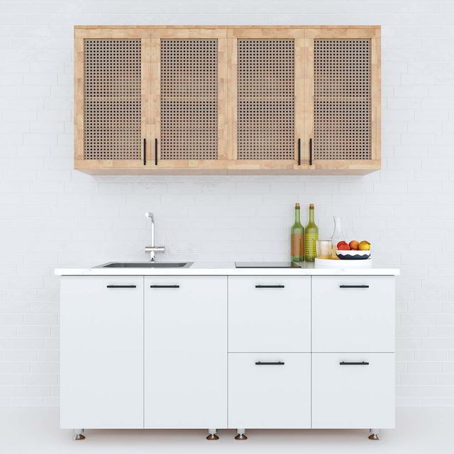 Hệ tủ bếp mini hiện đại 1m6 nhiều ngăn gỗ cao su chống ẩm HDBTB68015