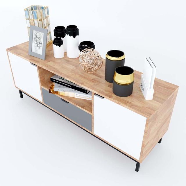 Kệ Tivi 140cm gỗ cao su chân sắt KTV68059