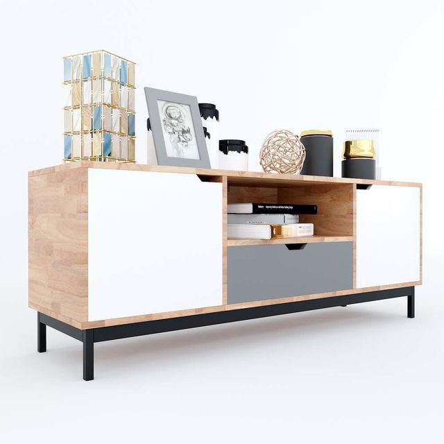 Kệ Tivi 140cm gỗ cao su chân sắt KTV68059
