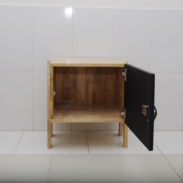 Tủ cá nhân mini 1 cánh cửa màu đen chân gỗ chữ A xếp chồng độc đáo - 40x40x48 (cm) HDTCN68006