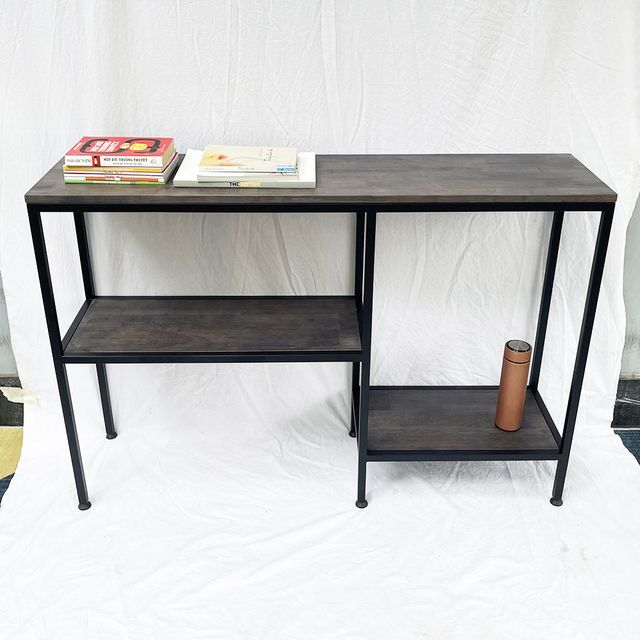 Bàn trang trí, bàn console 3 tầng gỗ màu nâu lau độc đáo CST012