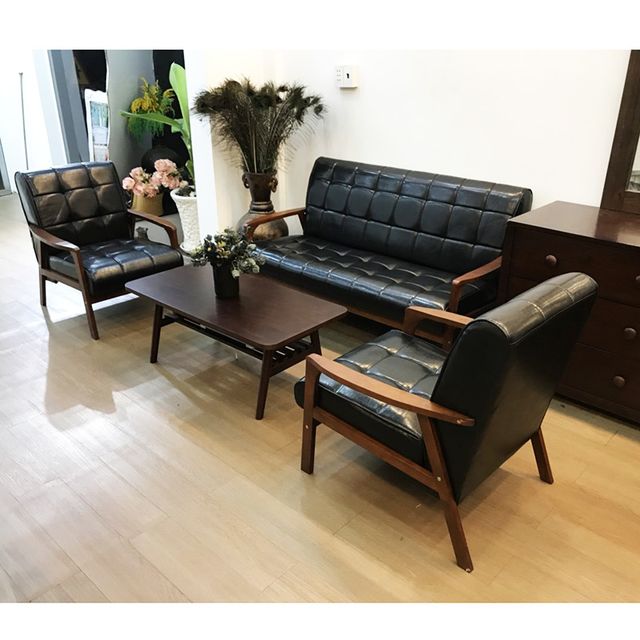 Ghế sofa cafe đơn khung gỗ nệm Simili cổ điển BNS8039-1P