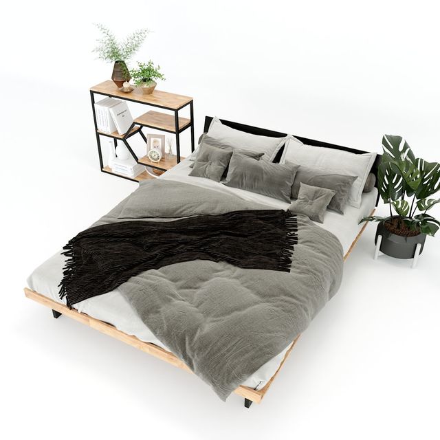 Giường ngủ JAPA 120x200cm gỗ cao su khung sắt lắp ráp GN68017