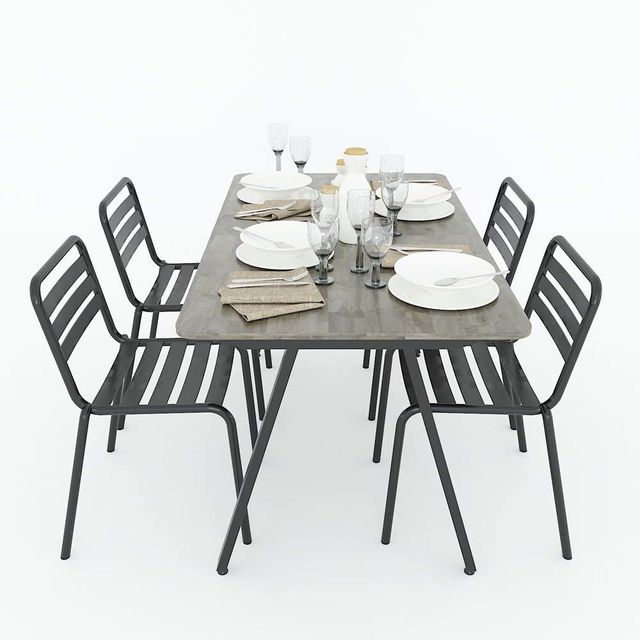 Bàn ăn hiện đại 140x80cm gỗ cao su chân sắt lắp ráp BA68034