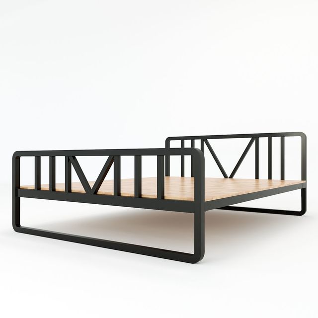 Giường ngủ DEMON 160x200cm gỗ cao su khung sắt lắp ráp GN68020
