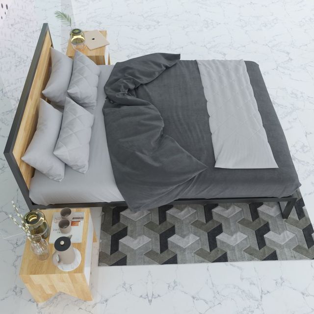 Giường ngủ đôi lớn khung sắt lắp ráp 160x200x30(cm) GN68007