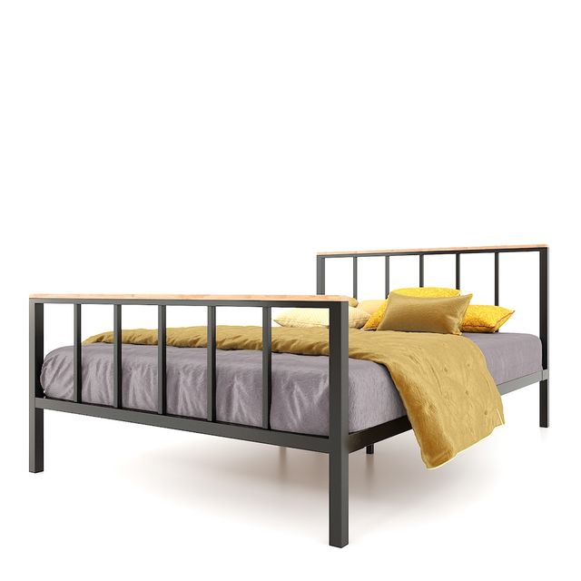 Giường ngủ 140x200cm gỗ cao su khung sắt GN68040