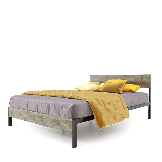 Giường ngủ 140x200cm gỗ cao su khung sắt GN68036