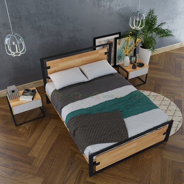 Giường ngủ khung sắt Ferrro 206x160x35(cm) GN68004