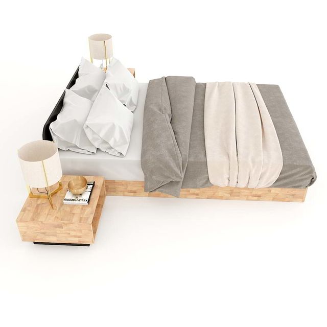 Giường ngủ bo viền gỗ cao su GN68030