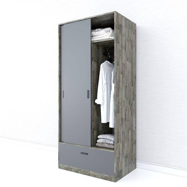 Tủ quần áo cửa lùa có hộc kéo gỗ cao su TQA68036