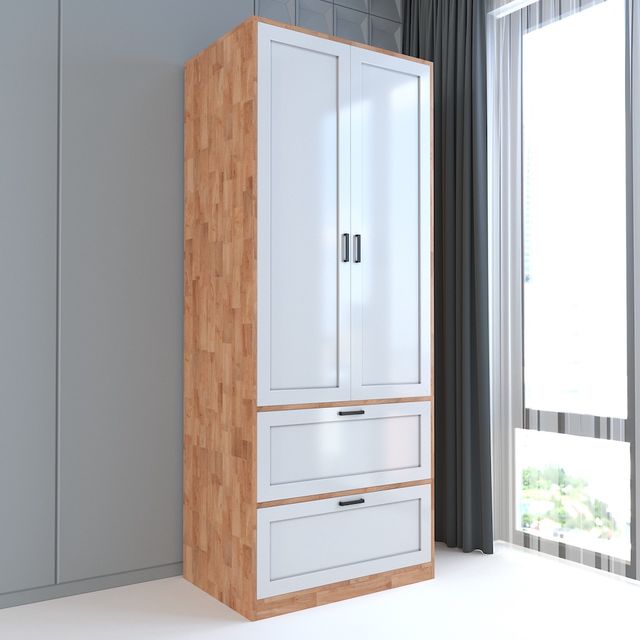 Module tủ quần áo hiện đại gỗ cao su tự nhiên TQA68024