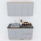 Hệ tủ bếp mini 1m4 hiện đại gỗ cao su chống ẩm HDBTB68013