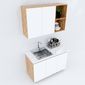 Hệ tủ bếp mini gỗ cao su 1m2 nhỏ gọn hiện đại