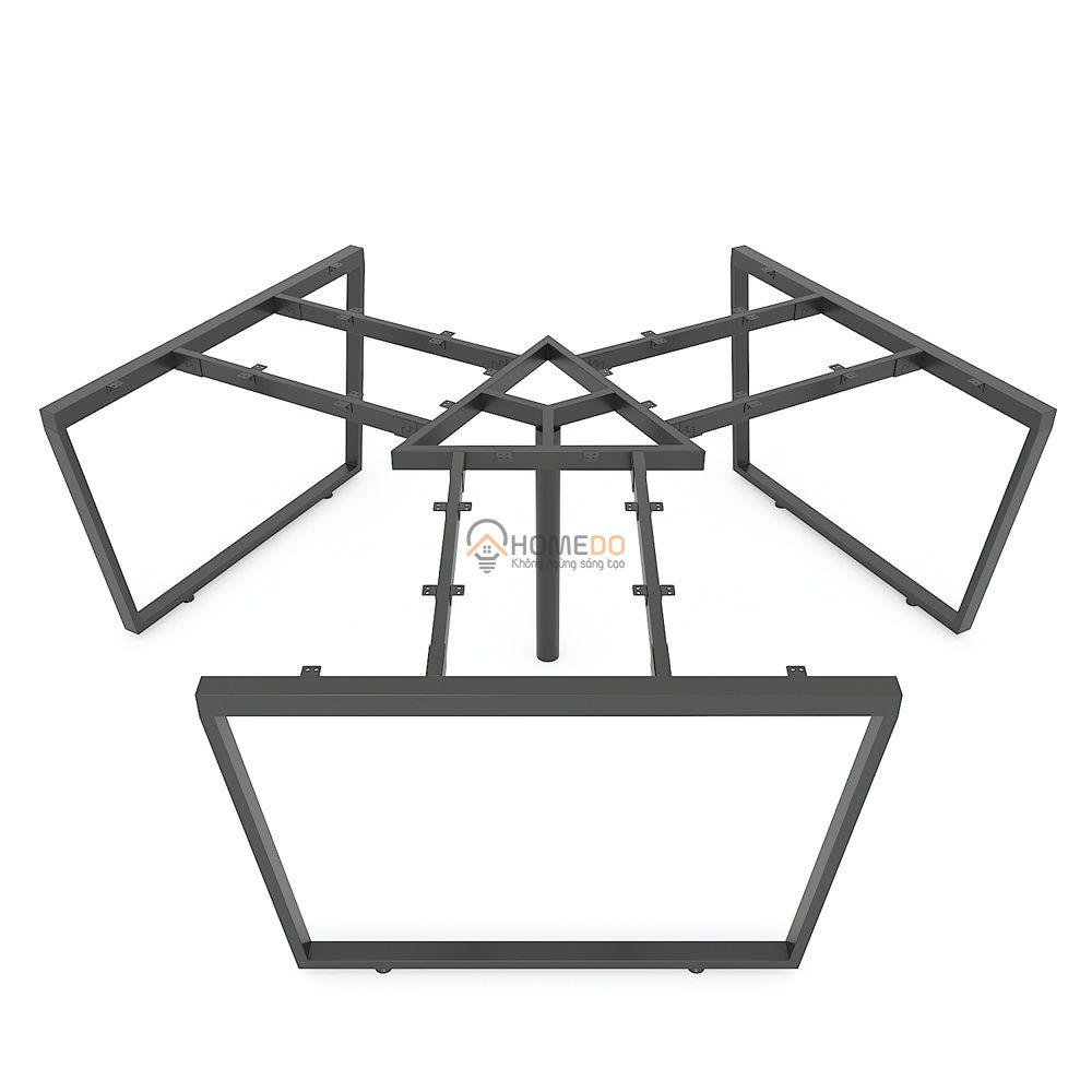 Bàn cụm 3 người 240x208 Trapeze Concept chân sắt lắp ráp